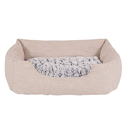 dibea Cama para perros con cojín reversible tela mezcla cómodo sofá (M) 80x60 cm Beige