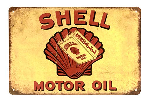 DiiliHiiri Cartel de Chapa Vintage Decoración, Letrero A4 Estilo Antiguo de metálico Retro. (Shell Motor Oil)