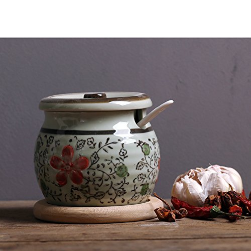 DKOSHDUISHKG Tarro de condimentos japoneses Antiguos de Porcelana Vinagrera Creativa de la Cocina Salero Azucarero Tanque de Almacenamiento de Pimienta Tarro de cerámica de la Especia-L