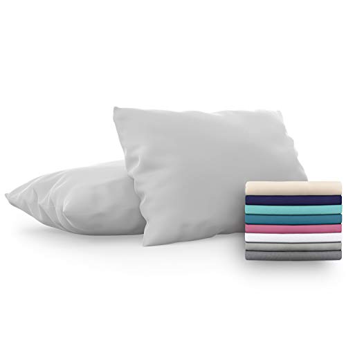 Dreamzie - Set de 2 x Funda de Almohada 40x70 cm, Gris Estaño, Microfibra (100% Poliéster) - Fundas de Almohadas Hipoalergénica - Fundas de Cojines de Calidad con una Suavidad Incomparable