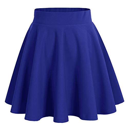 DRESSTELLS Falda Mujer Mini Corto Elástica Plisada Básica Multifuncional Royal Blue S