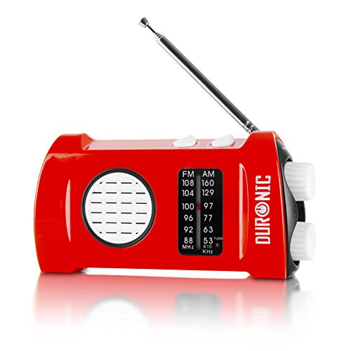 Duronic Ecohand Radio Am/FM Portátil – Carga USB o Dinamo – Linterna - Conector de Auriculares – Ideal para Emergencias, Camping, Senderismo