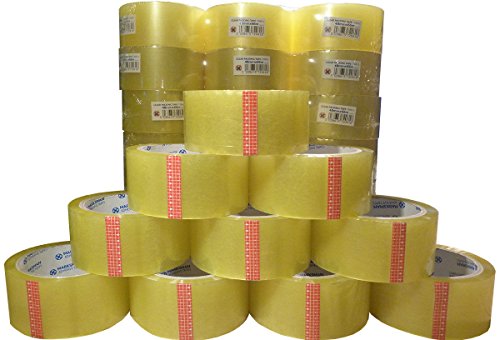 Efo Paquete de 36 rollos de cinta de embalaje transparente, ancha y resistente, 48 mm x 66 m