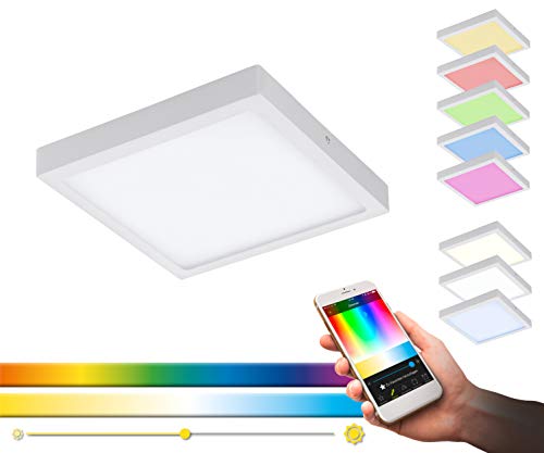 EGLO Lámpara LED de techo de Connect Fueva-C, Smart Home, material: metal fundido, plástico, color: blanco, L: 22,5 x 22,5 cm, regulable, tonos blancos y colores ajustables, lámpara de pared EGLO Lámpara LED de techo de Connect Fueva-C, Smart Home, material: metal fundido, plástico, color: blanco, L: 22,5 x 22,5 cm, regulable, tonos blancos y colores ajustables, lámpara de pared