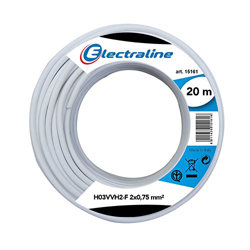 Electraline 10904, Cable para Extensiones H03VVH2-F, Sección 2x0,75 mm, 20 m, Blanco