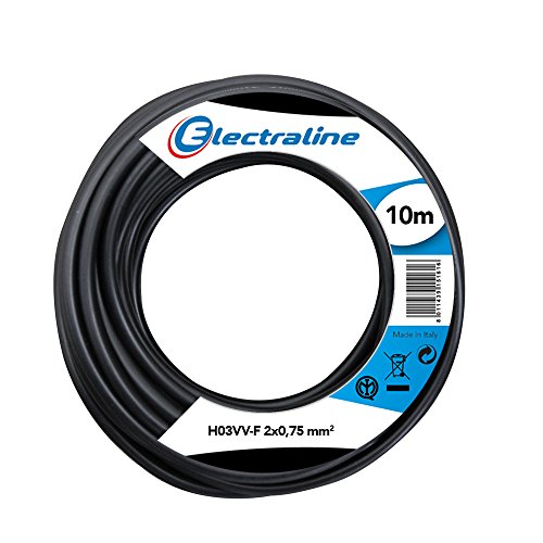 Electraline 11161, Cable para Extensiones H03VV-F, Sección 2x0,75 mm, 10 m, Negro