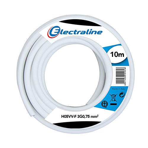 Electraline 11661, Cable para Extensiones H05VV-F, Sección 3G0,75 mm, 10 m, Blanco
