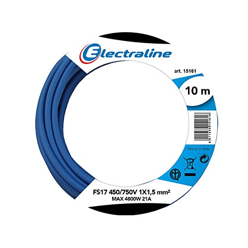 Electraline 13091 - Cable unipolar FS17, Sección 1 x 1,5 mm², azul, 10 m