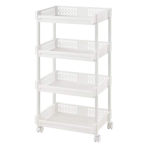 [en.casa] Estantería con Ruedas de 4 Niveles 89 x 45 x 31 cm Organizador para salón Cocina y baño Estante para Almacenar Carrito Blanco