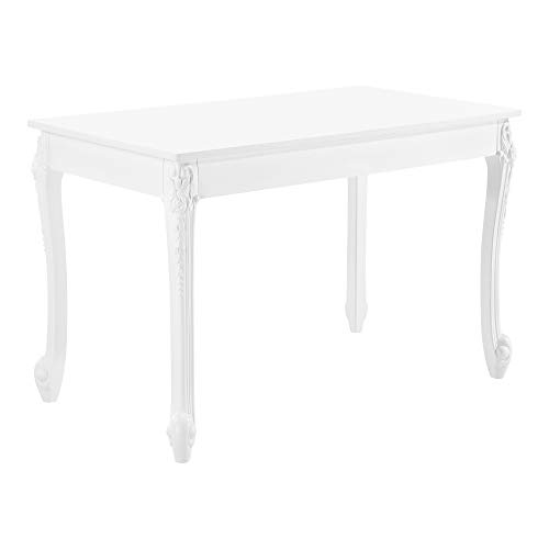 [en.casa] Mesa de Comedor Rectangular Lüneburg 116 x 66 x 76 cm Mesa de Cocina o Salón para 4 Sillas Escritorio Resistente Mesa para Oficina Blanco