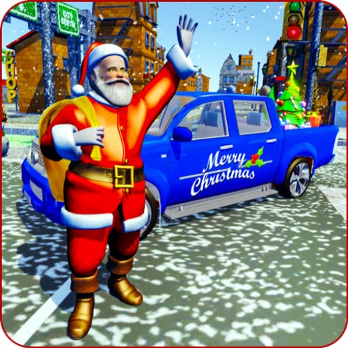 Entrega de regalos de Navidad de Papá Noel- 4x4 Jeep Rush gratis Conducir y entregar regalos en Prado jeep lleno de regalos de Navidad Entrega de regalos de Navidad de Papá Noel- 4x4 Jeep Rush gratis Conducir y entregar regalos en Prado jeep lleno de regalos de Navidad