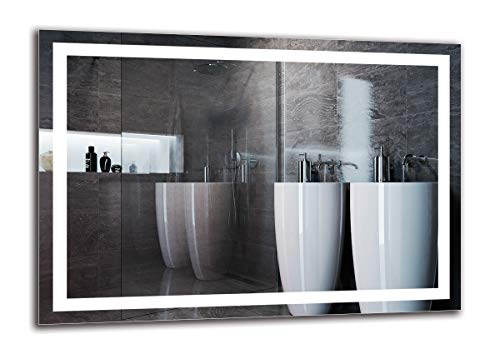 Espejo LED Premium - Dimensiones del Espejo 100x70 cm - Espejo de baño con iluminación LED - Espejo de Pared - Espejo de luz - Espejo con iluminación - ARTTOR M1ZP-47-100x70 - Blanco frío 6500K