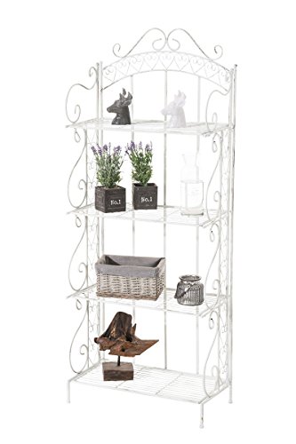 Estantería Antje con Estructura De Hierro I Estantería De Pie Plegable con 4 Baldas I Estante De Almacenamiento Estilo Rustico I Color:, Color:Blanco Envejecido Estantería Antje con Estructura De Hierro I Estantería De Pie Plegable con 4 Baldas I Estante De Almacenamiento Estilo Rustico I Color:, Color:Blanco Envejecido