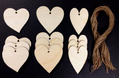 Etiquetas de regalo con forma de corazón de madera, 70 mm, 10 unidades, 3 diseños a elegir