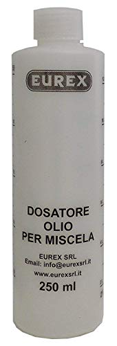 Eurex - Dosificador de aceite para mezcla con tapa - Capacidad 250 ml -Escala graduada y porcentajes 2 – 4% 2,5 – 5% 3 – 6% Eurex - Dosificador de aceite para mezcla con tapa - Capacidad 250 ml -Escala graduada y porcentajes 2 – 4% 2,5 – 5% 3 – 6%