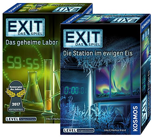 Exit Kosmos 692742 - Juego de 2 juegos de mesa (El laboratorio secreto + Kosmos 692865), diseño de La estación en el helado eterno, 2 juegos Escape Room para casa, nivel avanzado Exit Kosmos 692742 - Juego de 2 juegos de mesa (El laboratorio secreto + Kosmos 692865), diseño de La estación en el helado eterno, 2 juegos Escape Room para casa, nivel avanzado