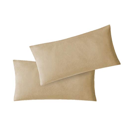 EXKLUSIV HEIMTEXTIL Fundas de Almohada de Jersey 2 Pack económico con Cremallera 40 x 60 cm Arena