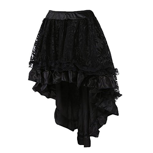 Falda mujer COSWE color negro Punk, vestido Irregular Steampunk Cocktail, vestido de gasa con encajes Party Rock Cosplay negro EU 38 /X-Large=Taille:72-78 cm/28.34"-30.7"