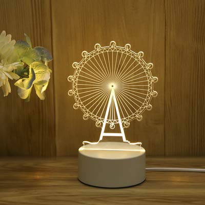Fantasy Rueda de la noria 3D de la luz de la noche cargador USB de la decoración del hogar café fiesta juguete cumpleaños Navidad niños regalo