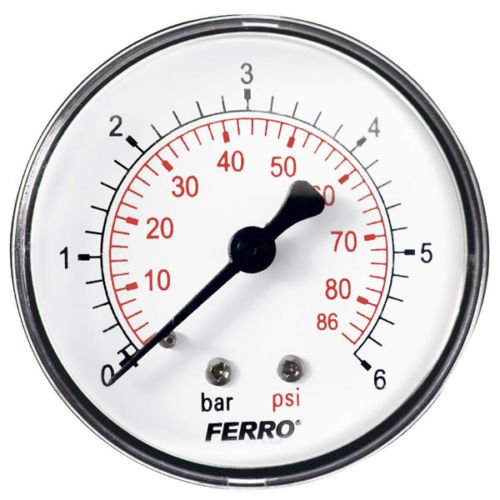 Ferro Industrial 63 mm hidráulico medidor de presión Trasera revisiones manómetro de 6 Bar 1/4"