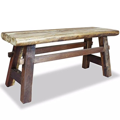 Festnight Banco Hecho a Mano - Material de Madera Maciza Reciclada, 100x28x43 cm Festnight Banco Hecho a Mano - Material de Madera Maciza Reciclada, 100x28x43 cm