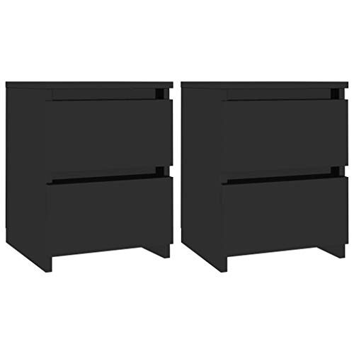 Festnight Mesitas de Noche 2 Unidades Aglomerado Mesilla de Noche 2 Cajones Mesa de Noche Dormitorio Negro Brillante 30x30x40 cm Festnight Mesitas de Noche 2 Unidades Aglomerado Mesilla de Noche 2 Cajones Mesa de Noche Dormitorio Negro Brillante 30x30x40 cm