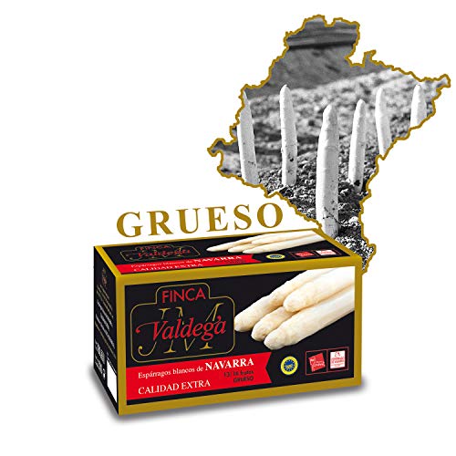 Finca Valdega - Espárragos Blancos Gruesos Calidad Extra | Alimentación Gourmet Estuche Lata de Conservas de 13/16 Frutos Indicación Geográfica Protegida de Navarra - 1000 gr