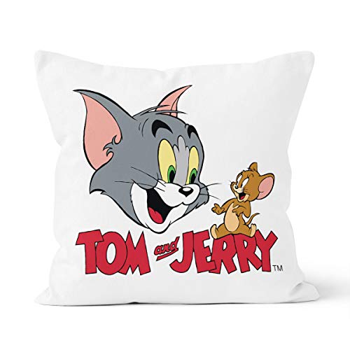 Funda de cojín de diseño animado Tom y Jerry Home Dormitorio, cojín decorativo, tamaño 40 x 40 cm