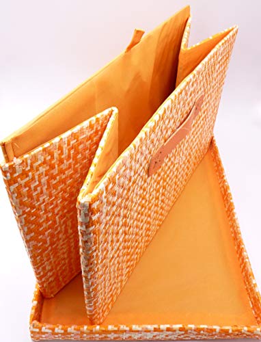 G.B. Caja de tela plegable con tapa y fondo rígido (43 x 28 x 26 cm), color naranja