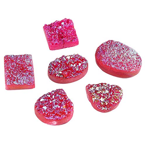 GEMHUB Druzy Stone Color Rosa 120 quilates Lote de 6 piezas de piedras preciosas sueltas de forma mixta para hacer joyas