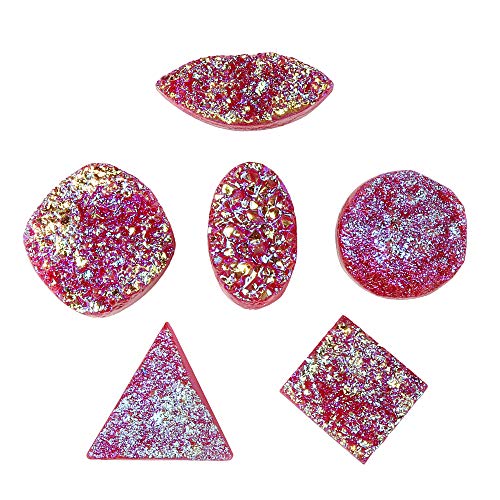 GEMHUB Piedra drusa multicolor arcoíris de 120 quilates, lote de 6 piezas de piedras preciosas sueltas de forma mixta para hacer joyas ASP-036