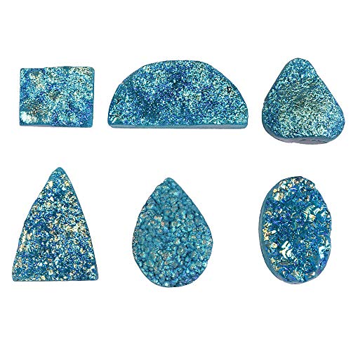 GEMHUB Piedra Druzy color azul cielo 120 quilates lote de 6 piezas de piedras preciosas sueltas de forma mixta para hacer joyas
