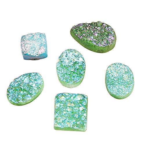 GEMHUB Piedra Druzy color verde 120 quilates lote de 6 piezas de piedras preciosas sueltas de forma mixta para hacer joyas