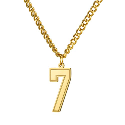 GoldChic Color Oro Colgante Numero de Suerte 0-9 Personalizable Cadena con Colgantes Numero de Futbol