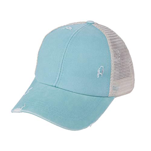 Gorra de béisbol para mujer, diseño vintage lavado, gorro de béisbol unisex, ajustable, gorra de béisbol para exterior azul celeste