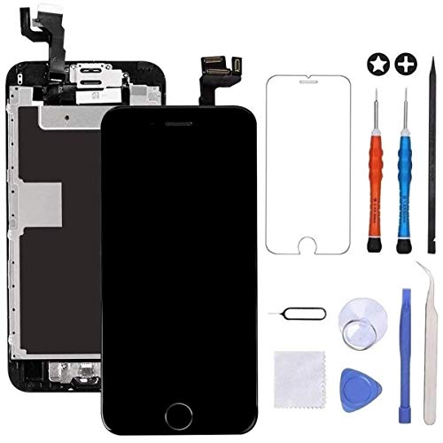 GULEEK Pantalla para iPhone 6s Plus 5,5" LCD Táctil Pantalla con Cámara Frontal,Sensor de proximidad,Altavoz, ensamblaje de Marco digitalizador y Kit de reparación (Negro)