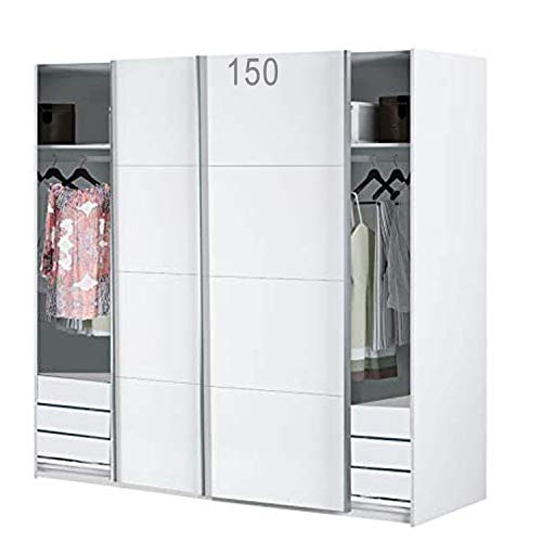 HABITMOBEL Armario Dormitorio Blanco 204 Puertas corrs, con Fondo Especial DE 60cm (CAJONERAS Incluidas) edera HABITMOBEL Armario Dormitorio Blanco 204 Puertas corrs, con Fondo Especial DE 60cm (CAJONERAS Incluidas) edera