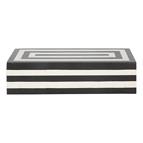 Handicrafts Home Concentrics - Caja de joyería y organizador para recuerdos (25,4 x 11,4 x 10,1 cm), color blanco y negro