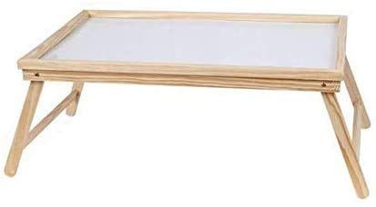 HERSIG Bandeja de Cama Plegable de Madera, Mesa de Madera Plegable de auxilia para Multiusos 60 x 30 x 21 cm