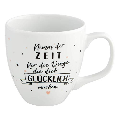 Him & I® - Taza grande con texto en alemán "Nimm dir Zeit für die Dinge, die dich glücklich machen - 9,5 cm - 0,45 l - Taza de porcelana - Taza de café - Regalo para mejor amiga, mamá y compañera Him & I® - Taza grande con texto en alemán "Nimm dir Zeit für die Dinge, die dich glücklich machen - 9,5 cm - 0,45 l - Taza de porcelana - Taza de café - Regalo para mejor amiga, mamá y compañera