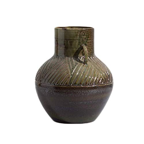 HLL Maceta de gres hecho a mano de gres, antiguo, barro, cerámica, cerámica, jarrón, decoración, artesanías