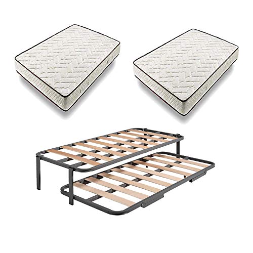 HOGAR24 ES Cama Nido Metálica Reforzada + 2 Colchones Flexitex, 80x180 HOGAR24 ES Cama Nido Metálica Reforzada + 2 Colchones Flexitex, 80x180