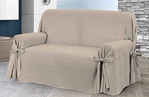 Home Life – Cubre sofá de 2 plazas – Elegante Protector de sofás a Rayas – Funda de sofá de algodón para Proteger del Polvo, Las Manchas y el Desgaste, Fabricado en Italia – Gris