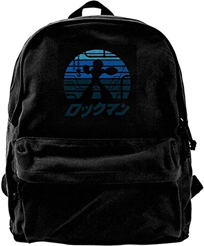 Homebe Mochila antirrobo Impermeable,Canvas Backpack Rockman Mega Man Sunset Rucksack Gym Hiking Laptop Shoulder Bag Daypack for Men Women