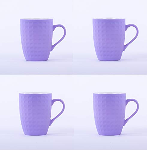 Homevibes Juego De 4 Tazas De Ceramica De Desayuno, Tazas para Infusiones, Taza Mug Ceramica, Set de 4 Tazas para Cafe o Te (Lavanda)