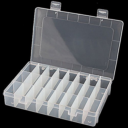 Homiki - Caja de almacenamiento plástico para joyas, 24 compartimentos, utensilio ajustable, contenedor de usos múltiples.