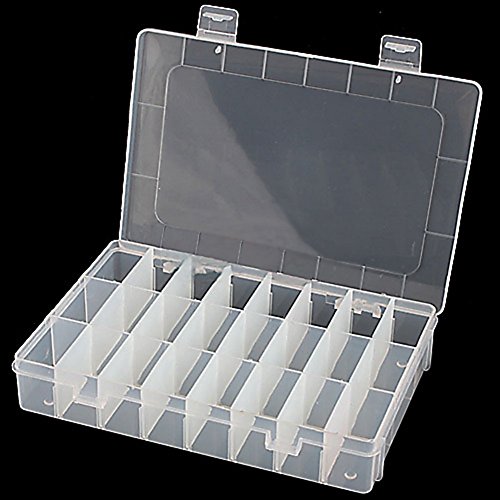 Homiki - Caja de almacenamiento plástico para joyas, 24 compartimentos, utensilio ajustable, contenedor de usos múltiples. Homiki - Caja de almacenamiento plástico para joyas, 24 compartimentos, utensilio ajustable, contenedor de usos múltiples.