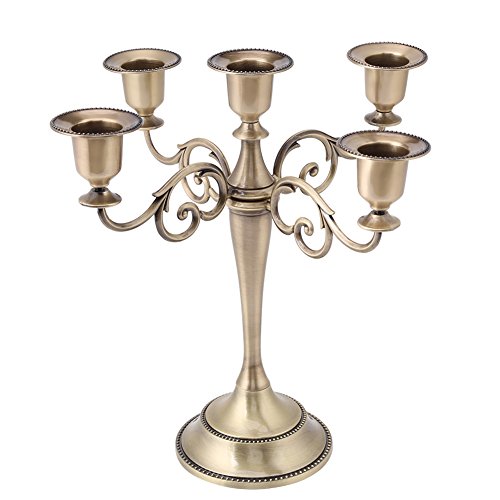 Hongzer Candelabro, 5 Brazos de aleación de Vela candelabro candelabros de Estilo Europeo decoración de la casa candelabro(Bronce)