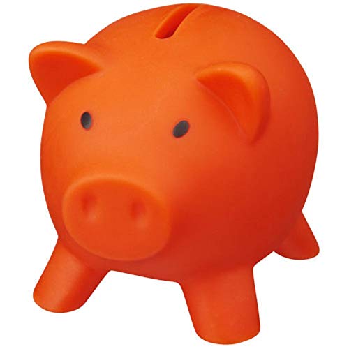 Hucha de PVC con forma de cerdo color naranja