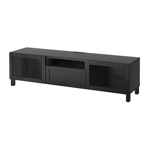 Ikea 4202.20517.146 - Mueble de TV (Cristal Transparente, Hanviken, Sindvik), Color Negro y marrón